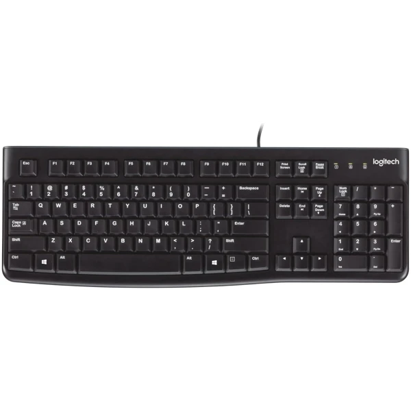 Logitech K120 Wired Keyboard for Windows, Plug and Play, Full-Size, Spill-Resistant, Curved Space Bar, Compatible with PC, Laptop - Black