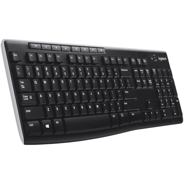 Logitech K270 Wireless Keyboard for Windows, 2.4 GHz Wireless, Full-Size, Number Pad, 8 Multimedia Keys, 2-Year Battery Life, Compatible with PC, Laptop, Black
