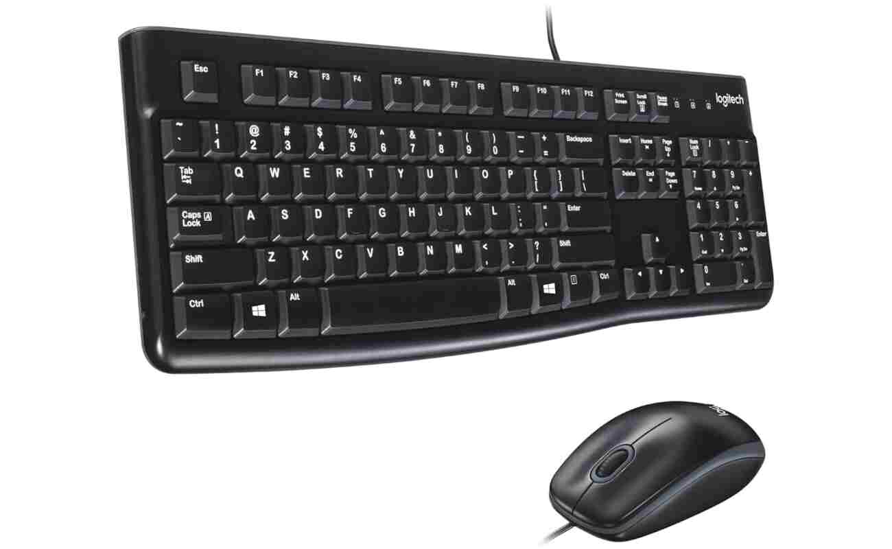 Logitech MK120 Wired Keyboard and Mouse Combo for Windows, Optical Wired Mouse, Full-Size Keyboard, USB Plug-and-Play, Compatible with PC, Laptop - Black