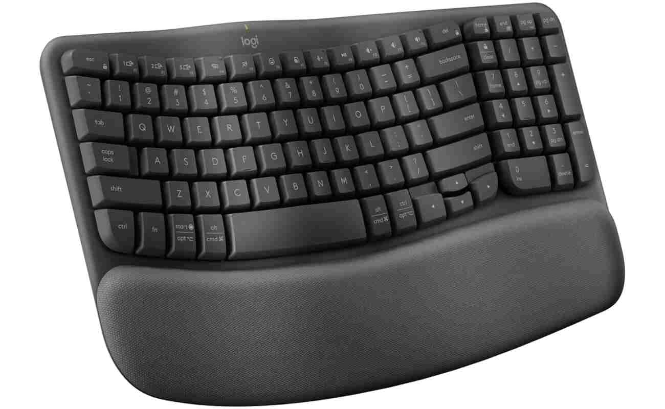 Logitech Wave Keys Wireless Ergonomic Keyboard with Cushioned Palm Rest, Comfortable Natural Typing, Easy-Switch, Bluetooth, Logi Bolt Receiver, for Multi-OS, Windows/Mac -...
