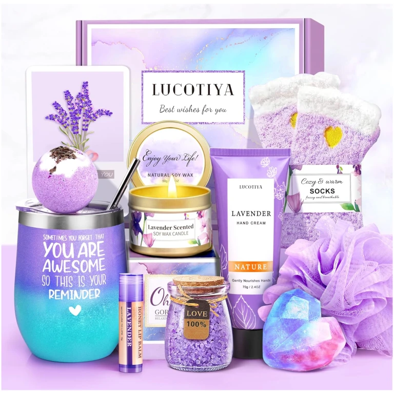 LUCOTIYA Gifts for Women, Mother's Day Gifts Basket for Woman Birthday Wine Tumbler Self Care Package Gift for Mom, Bestie, Her, Sister, Wife, Auntie Thank You Gift for Women...
