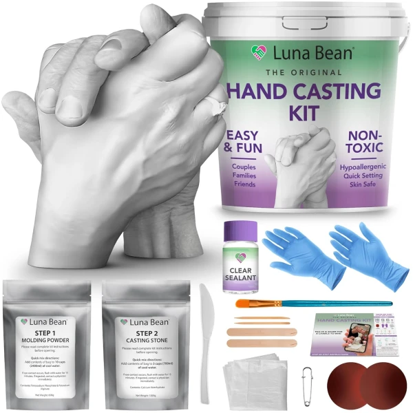 Luna Bean Hand Casting Kit – The Original Hand Mold Kit for Couples – Gifts for Mom, Mothers Day, Bridal Shower, Wedding, Anniversary for Women Men Boyfriend Girlfriend