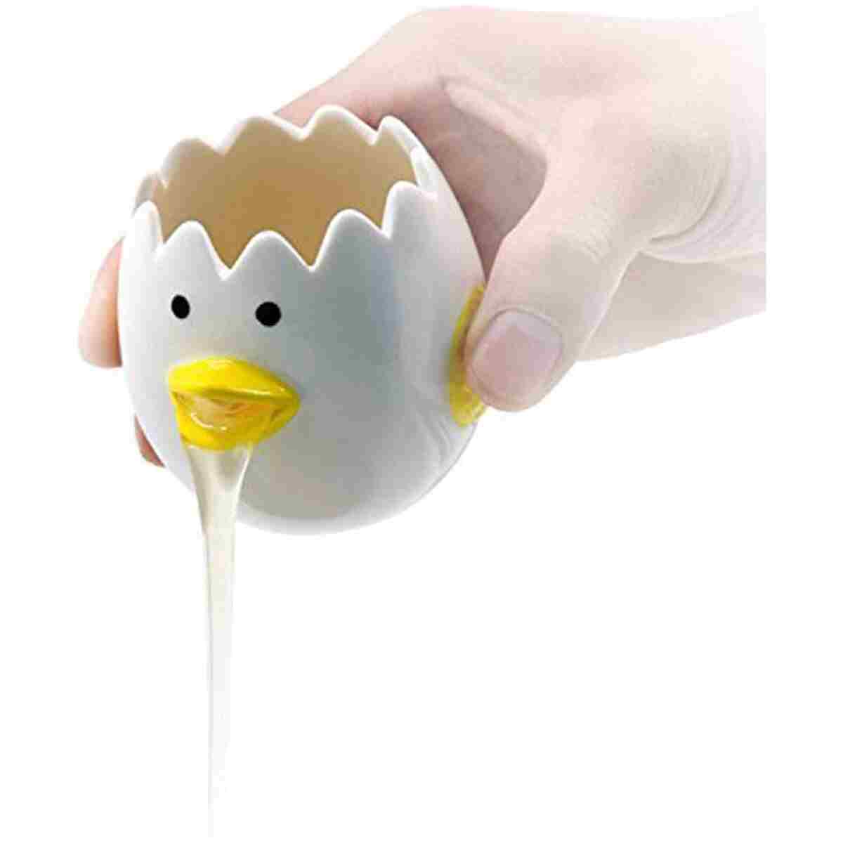 LuoCoCo Cute Egg Separator, Ceramics Vomiting Chicken Egg Yolk White Separator, Practical Household Small Egg Filter Splitter, Kitchen Gadget Baking Assistant Tool, Dishwasher...