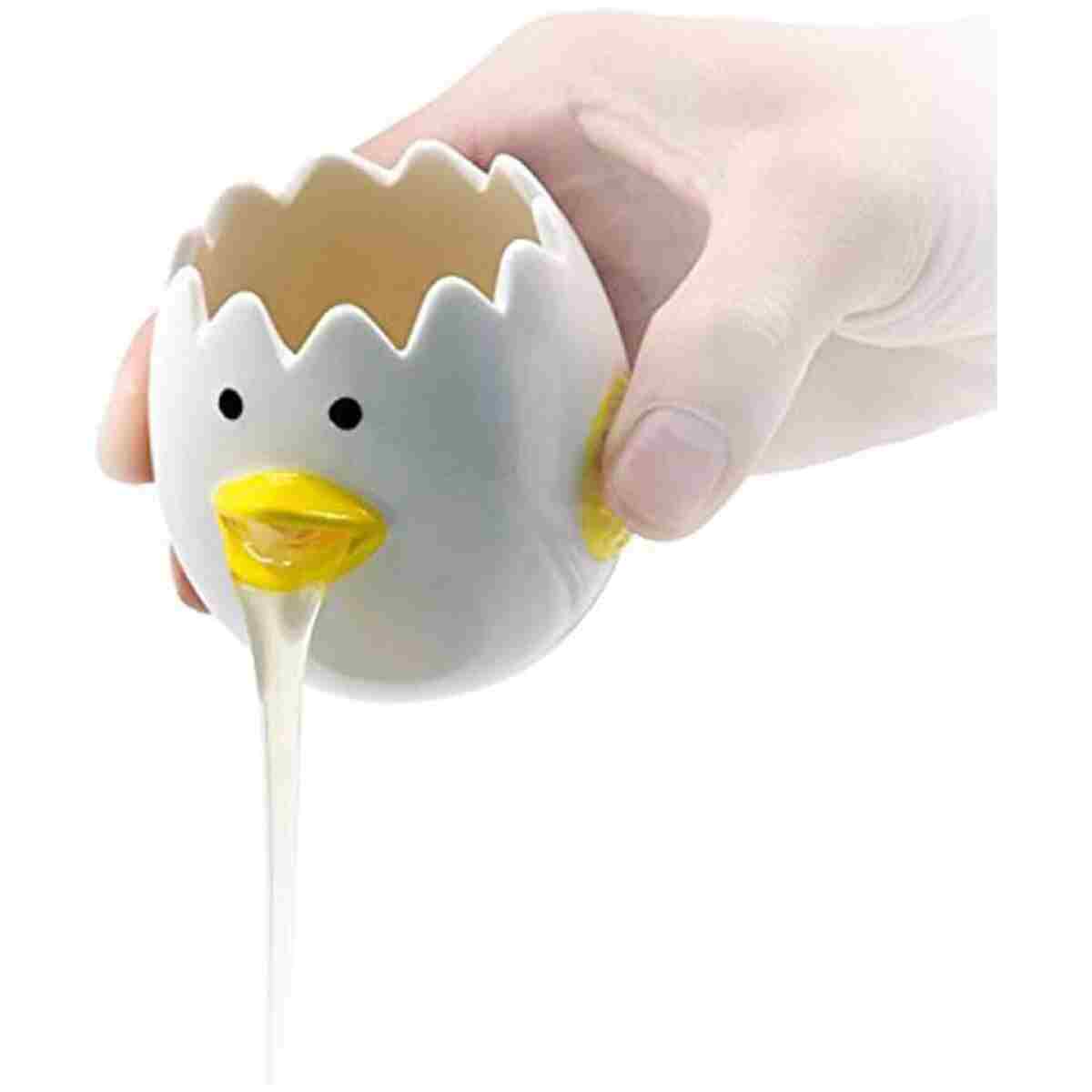 LuoCoCo Cute Egg Separator, Ceramics Vomiting Chicken Egg Yolk White Separator, Practical Household Small Egg Filter Splitter, Kitchen Gadget Baking Assistant Tool, Dishwasher...