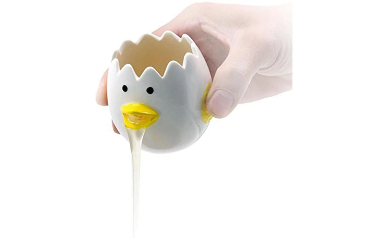 LuoCoCo Cute Egg Separator, Ceramics Vomiting Chicken Egg Yolk White Separator, Practical Household Small Egg Filter Splitter, Kitchen Gadget Baking Assistant Tool, Dishwasher...