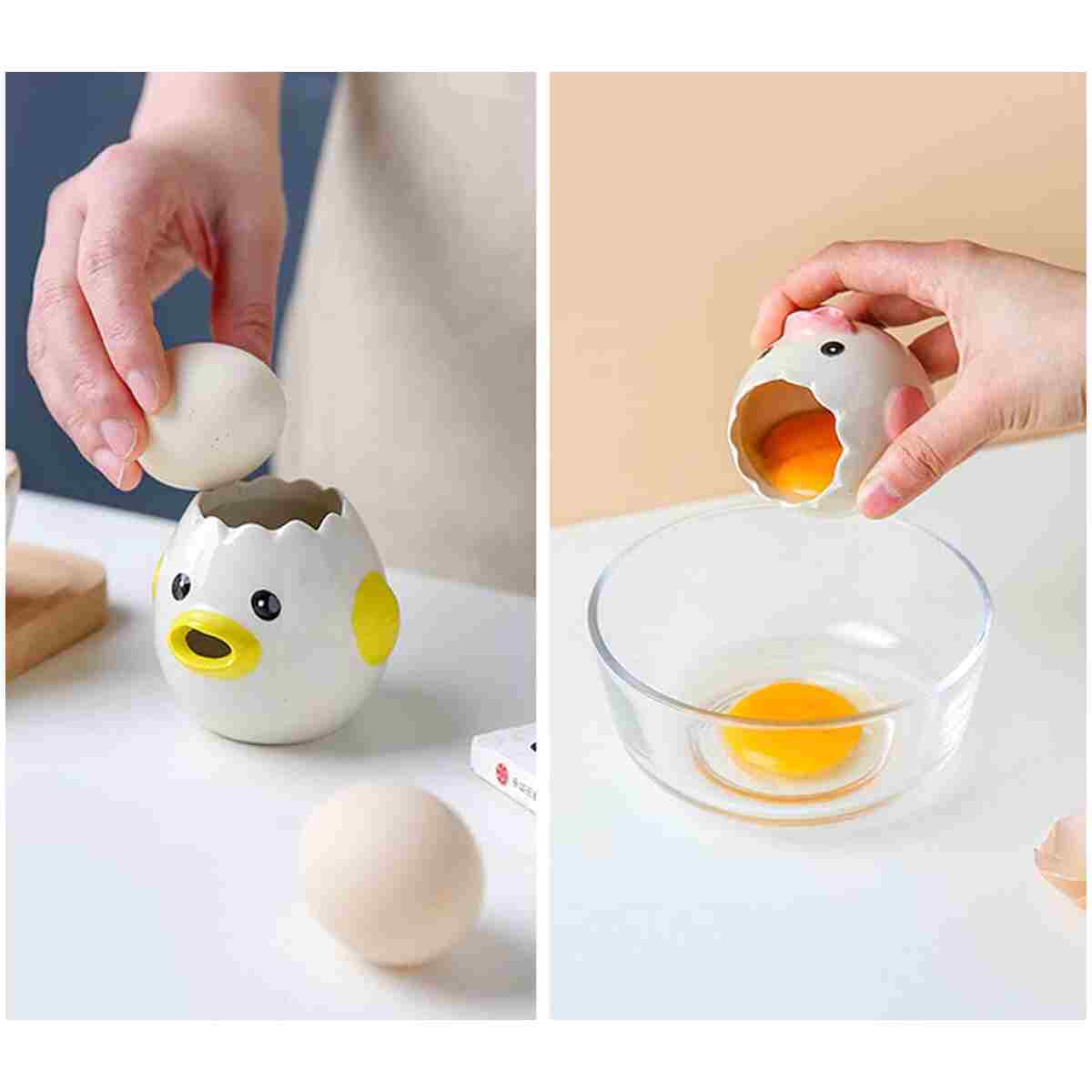 LuoCoCo Cute Egg Separator, Ceramics Vomiting Chicken Egg Yolk White Separator, Practical Household Small Egg Filter Splitter, Kitchen Gadget Baking Assistant Tool, Dishwasher...