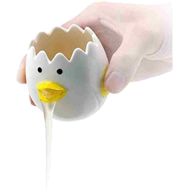 LuoCoCo Cute Egg Separator, Ceramics Vomiting Chicken Egg Yolk White Separator, Practical Household Small Egg Filter Splitter, Kitchen Gadget Baking Assistant Tool, Dishwasher...