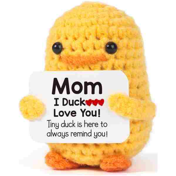 MBL Gifts for Mom Mothers Day - I Duck Love You Mom, Handmade Crochet Funny Cool Cute Small Duck Unique Presents for Birthday Mama Bonus Step Mother Mother's Stocking Stuffers