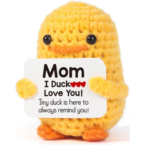 MBL Gifts for Mom Mothers Day - I Duck Love You Mom, Handmade Crochet Funny Cool Cute Small Duck Unique Presents for Birthday Mama Bonus Step Mother Mother's Stocking Stuffers
