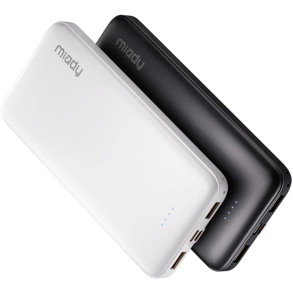 Miady 2-Pack 10000mAh Dual USB Portable Charger, USB-C Fast Charging Power Bank, Backup Charger for iPhone 15/14/13, Galaxy S23/22, Pixel and etc