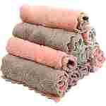 Microfiber Kitchen Washcloths, Super Absorbent Coral Velvet Dishtowels, Premium Table Cleaning Cloths, Non-Stick Oil Quick Dry Dish Towels, Soft Tea Towels, 10 Pack