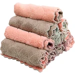 Microfiber Kitchen Washcloths, Super Absorbent Coral Velvet Dishtowels, Premium Table Cleaning Cloths, Non-Stick Oil Quick Dry Dish Towels, Soft Tea Towels, 10 Pack