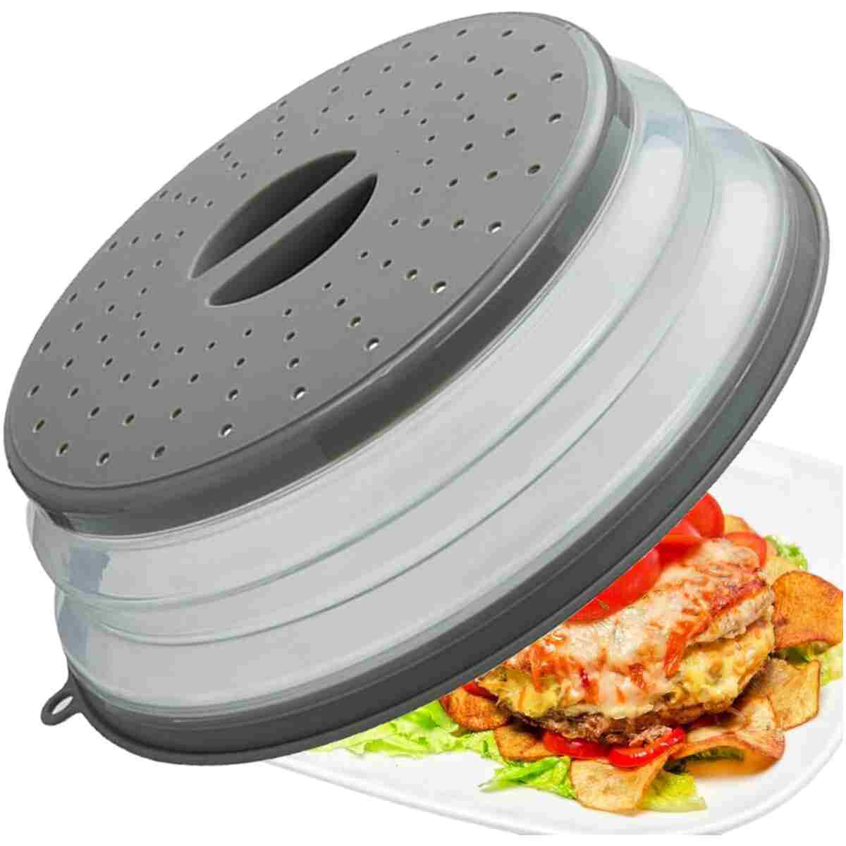 Microwave Splatter Cover Vented for Food, Splatter Guard & Colander Kitchen Gadget for Fruit Vegetables Microwave Plate Cover with Hook Hole,Dishwasher-Safe,BPA-Free Silicone &...