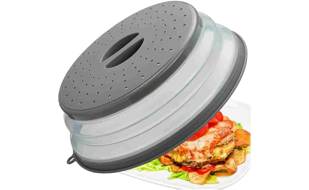 Microwave Splatter Cover Vented for Food, Splatter Guard & Colander Kitchen Gadget for Fruit Vegetables Microwave Plate Cover with Hook Hole,Dishwasher-Safe,BPA-Free Silicone &...