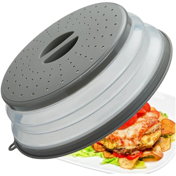 Microwave Splatter Cover Vented for Food, Splatter Guard & Colander Kitchen Gadget for Fruit Vegetables Microwave Plate Cover with Hook Hole,Dishwasher-Safe,BPA-Free Silicone &...