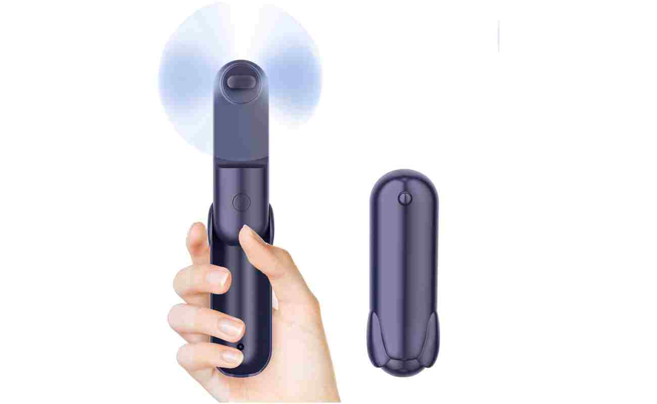 Mini Handheld Fan, Portable Hand Fan with USB Rechargeable, 2000 mAh Battery Operated Pocket Fan, 3 Speeds Adjustable, 2 IN 1 Small Personal Fan for Women Girls Travel Outdoor