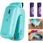 Mini Kenossion Chip Bag Sealer - Heat Seal with Cutter & Magnet, Portable Mini Sealing Machine to Reseal Plastic Bags & Keep Snacks Fresh (2xAA Batteries Included)