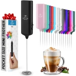 Mini & Mighty Milk Frother Wand - Powerful Handheld Drink Mixer - Stocking Stuffer Coffee Frother For Latte, Cappuccino, Matcha, Hot Chocolate, Creamer - Black