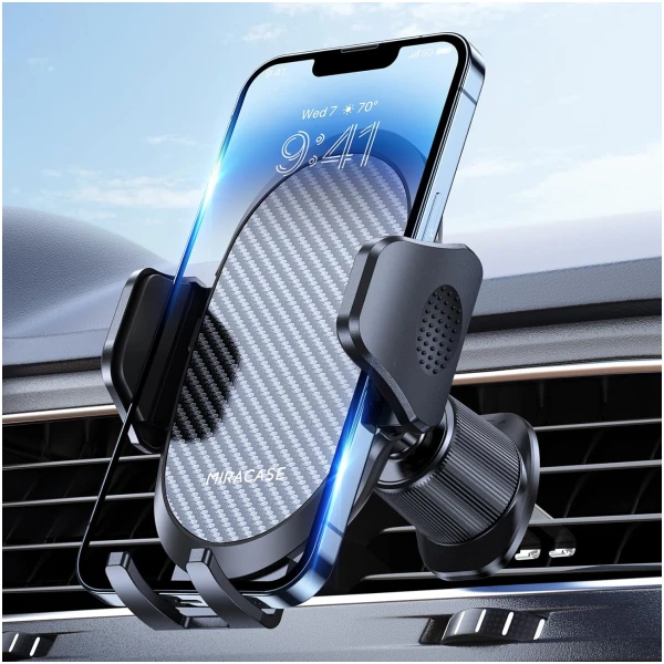 Miracase Phone Holders for Your Car with Metal Hook Clip, Air Vent Cell Phone Stand Car Mount, Universal Automobile Cradle Fit for iPhone Android and All Smartphones, Dark Black