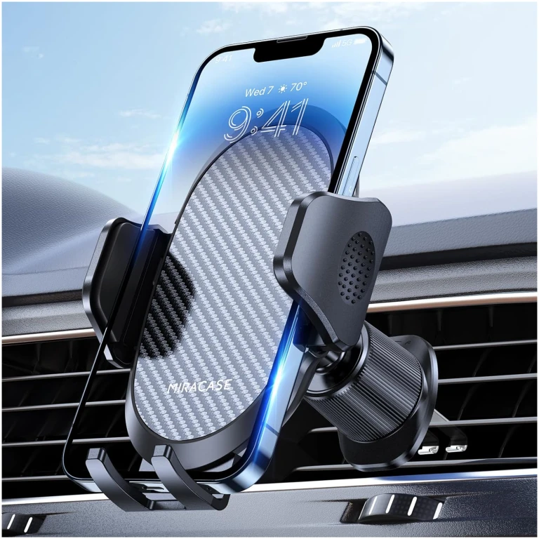 Miracase Phone Holders for Your Car with Metal Hook Clip, Air Vent Cell Phone Stand Car Mount, Universal Automobile Cradle Fit for iPhone Android and All Smartphones, Dark Black