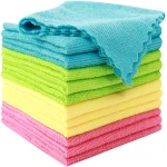 MOONQUEEN 12 Pack Microfiber Cleaning Cloth - Reusable Cleaning Rag, Fast Drying Cleaning Towels,12"X12", Green/Blue/Yellow/Pink