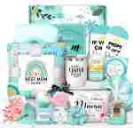 Mother's Day Baskets Gifts for Mom - 16 Pcs Luxury Self-Care Gift Basket for Mothers Day Mama (Green)