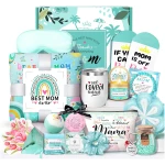 Mother's Day Baskets Gifts for Mom - 16 Pcs Luxury Self-Care Gift Basket for Mothers Day Mama (Green)