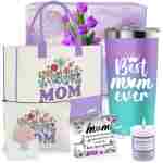 Mothers Day Gifts for Mom from Daughter, Fun Birthday Gifts for Mom Women with 20 Oz Tumbler Mothers Day Cards Canvas Tote Bag Scented Candle Makeup Bag Cute Acrylic Plaque Sign