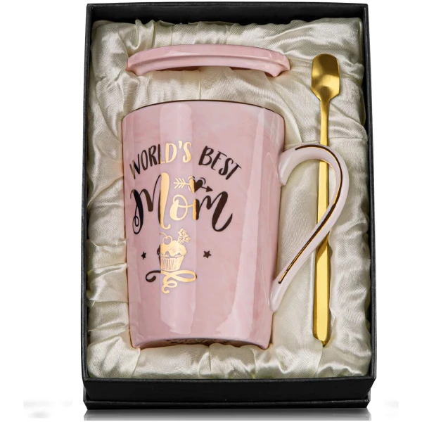 Mothers Day Gifts for Mom - Mom Birthday Gift from Daughter Son Kids - Unique Birthday Gifts Ideas for New Mother Wife Women - Marble Ceramic Coffee Mug Gift Box Printed Gold