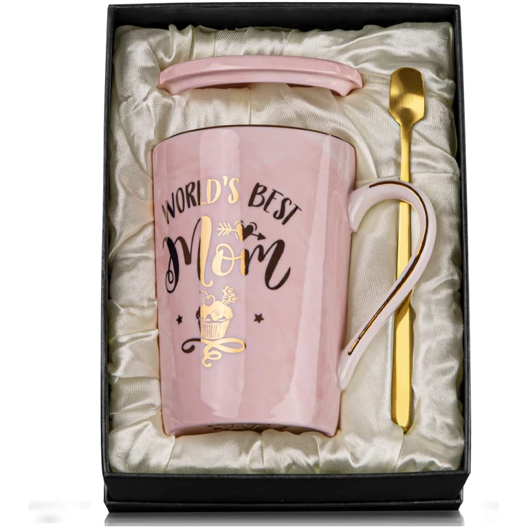 Mothers Day Gifts for Mom - Mom Birthday Gift from Daughter Son Kids - Unique Birthday Gifts Ideas for New Mother Wife Women - Marble Ceramic Coffee Mug Gift Box Printed Gold