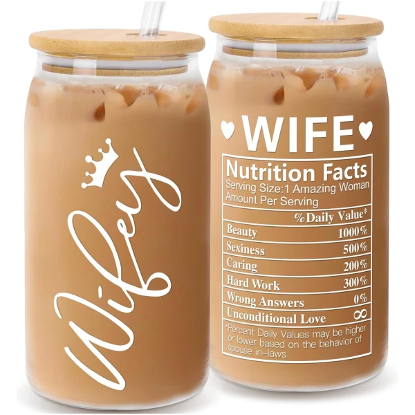Mother's Day Gifts for Wife, Mom, Women - From Husband, Daughter, Son - For Her, Mama, New Mom, Stepmom, Mother-in-Law - Birthday Presents - Can Glass 16OZ