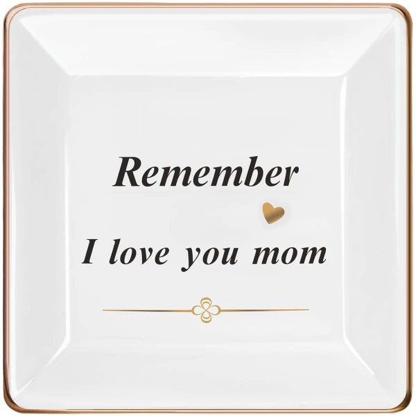 Mothers Day Mom Gifts from Daughter Son, Personalized Gifts for Mom Wife Grandma Stepmother Women, Ceramic Jewelry Tray Dish Decorations,Mothers Day Mom Gifts for Mom