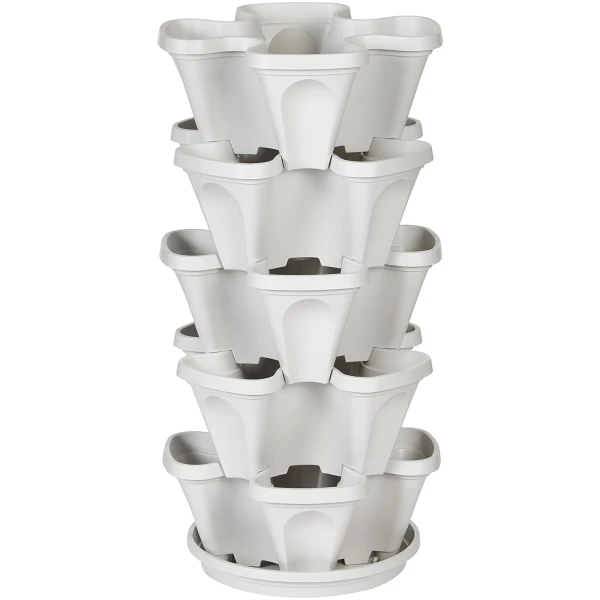 Mr. Stacky 5 Tier Stackable Strawberry, Herb, Flower, and Vegetable Planter - Vertical Garden Indoor/Outdoor