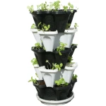 Mr. Stacky Multiple Color (Black + White) 5 Layer 13inch Vertical Planter