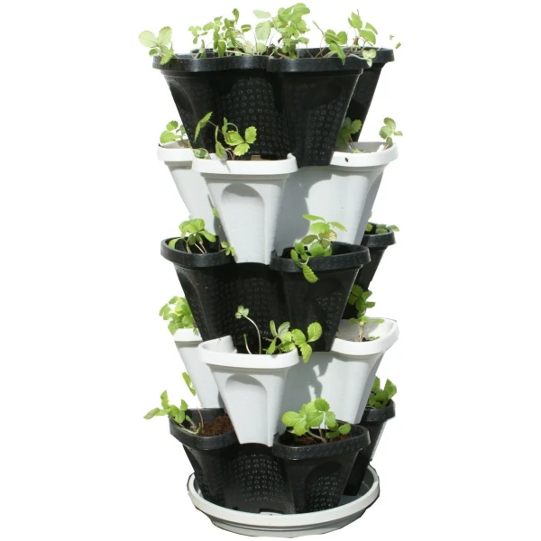Mr. Stacky Multiple Color (Black + White) 5 Layer 13inch Vertical Planter