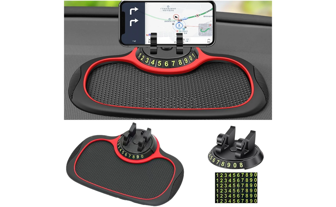 Multifunction Car Anti-Slip Mat Auto Phone Holder, Universal Multifunction Car Dashboard Mat with Phone Holder in Car, Anti-Slip Universal Phone Holder with Extra Large Pad for...