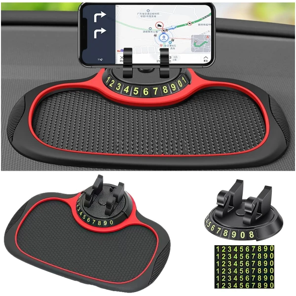 Multifunction Car Anti-Slip Mat Auto Phone Holder, Universal Multifunction Car Dashboard Mat with Phone Holder in Car, Anti-Slip Universal Phone Holder with Extra Large Pad for...