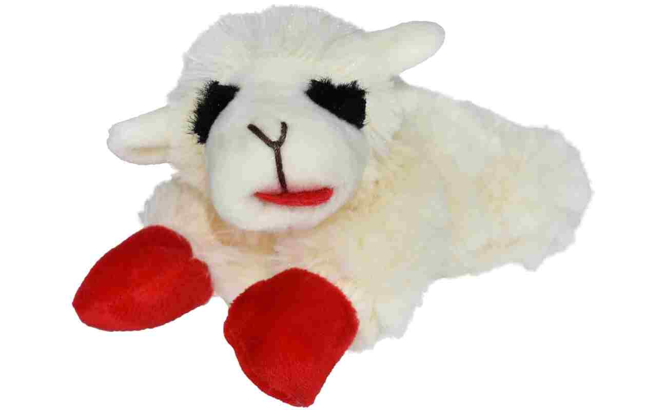 Multipet Lamb Chop Dog Plush Toy - Squeaky Toy for All Dogs - Extra Soft Plush - Stuffed Animal Dog Toy for Cuddling & Playing - Cute Pet Toy (6", Cream)