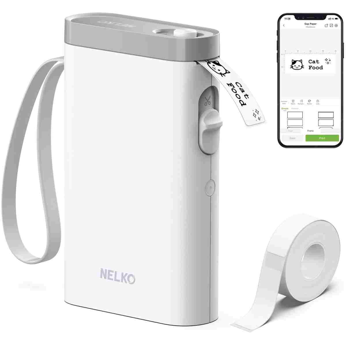 Nelko Label Maker Machine with Tape, P21 Bluetooth Label Printer, Wireless Mini Label Makers with Multiple Templates for Organizing Office Home, White
