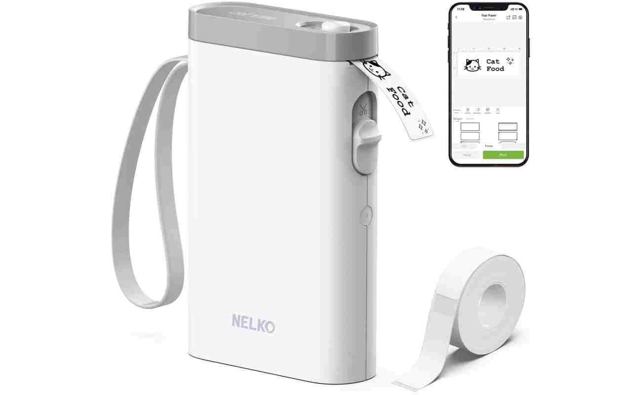 Nelko Label Maker Machine with Tape, P21 Bluetooth Label Printer, Wireless Mini Label Makers with Multiple Templates for Organizing Office Home, White