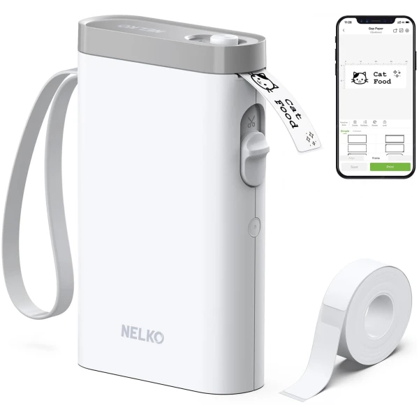 Nelko Label Maker Machine with Tape, P21 Bluetooth Label Printer, Wireless Mini Label Makers with Multiple Templates for Organizing Office Home, White
