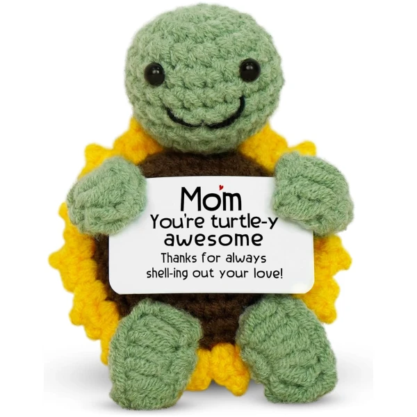 OASSIE Gifts for Mom from Daughter Son - Mint Mini Handmade Positive Turtle Crochet with Message Card - Mother's Day Mom Birthday Gifts for Women Wife Grandma Mother-in-Law,...