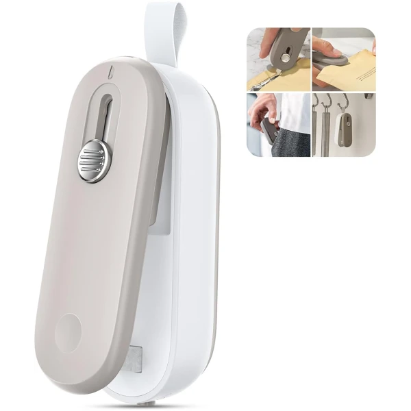 ODSD 2 in 1 Mini Bag Sealer Heat Seal and Cutter With Lanyard - Portable Handheld Chip Heat Sealer for Snacks, Candies, Plastic Food Storage (Batteries Included)