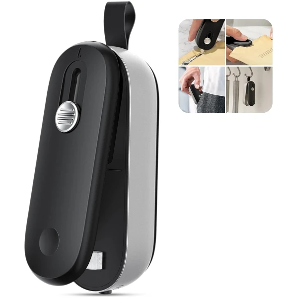 ODSD Bag Sealer, 2 in 1 Mini Bag Sealer Heat Seal and Cutter with Lanyard, Portable Handheld Chip Bag Sealer Heat Sealer for Snacks Candies Plastic Bag Food Storage (Batteries...