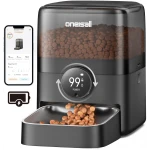 oneisall Automatic Cat Feeder, WiFi Rechargeable Cordless Pet Feeder, 100 Day Battery Operated Pet Feeder, 12 Cups/3L Timed Cat Food Dispenser for Large Kibble, Smart App...