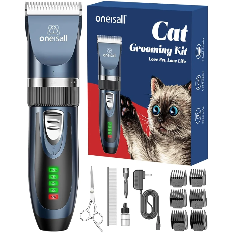 oneisall Cat Clippers for Matted Hair, Quiet Cat Shaver for Long Hair, Cordless Cat Hair Trimmer for Grooming, 2 Speed Pet Shaver Cat Grooming Kit for Cats Small Dogs Animals...