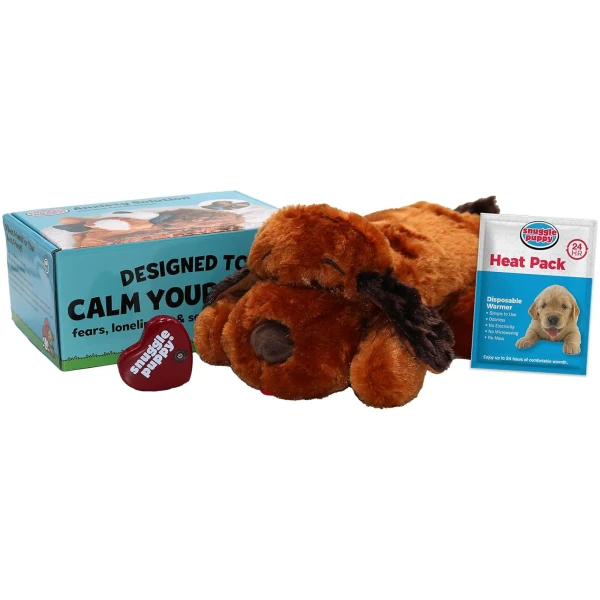 Original Snuggle Puppy Heartbeat Stuffed Dog Toy. Puppy Toy for Anxiety Relief, Calming Aid, and Comfort Toy for Behavioral Training in Brown