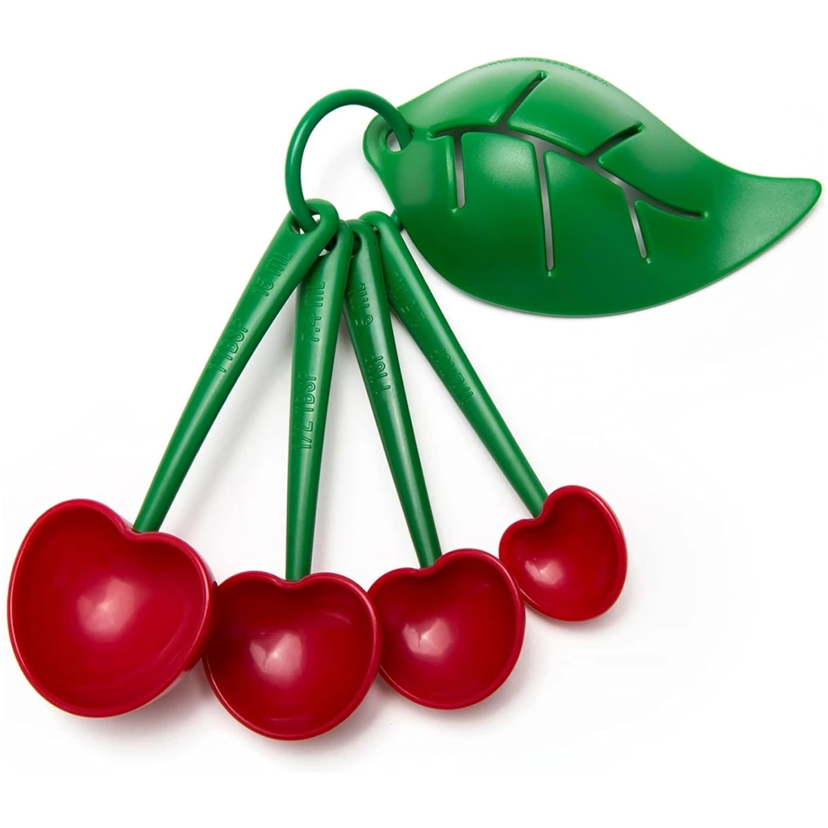 OTOTO Measuring Spoons Set - Teaspoons for Dry & Liquid Ingredients, BPA-free & Dishwasher Safe, Funny Gifts, Baking Accessories, Unique Kitchen Gadgets (Mon Cherry)