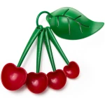 OTOTO Measuring Spoons Set - Teaspoons for Dry & Liquid Ingredients, BPA-free & Dishwasher Safe, Funny Gifts, Baking Accessories, Unique Kitchen Gadgets (Mon Cherry)