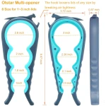 Otstar Jar Opener Bottle Opener and Can Opener for Weak hands, Seniors with Arthritis and Anyone with Low Strength, Mutil Jar Opener Get Lids Off Easily (Blue and Grey)